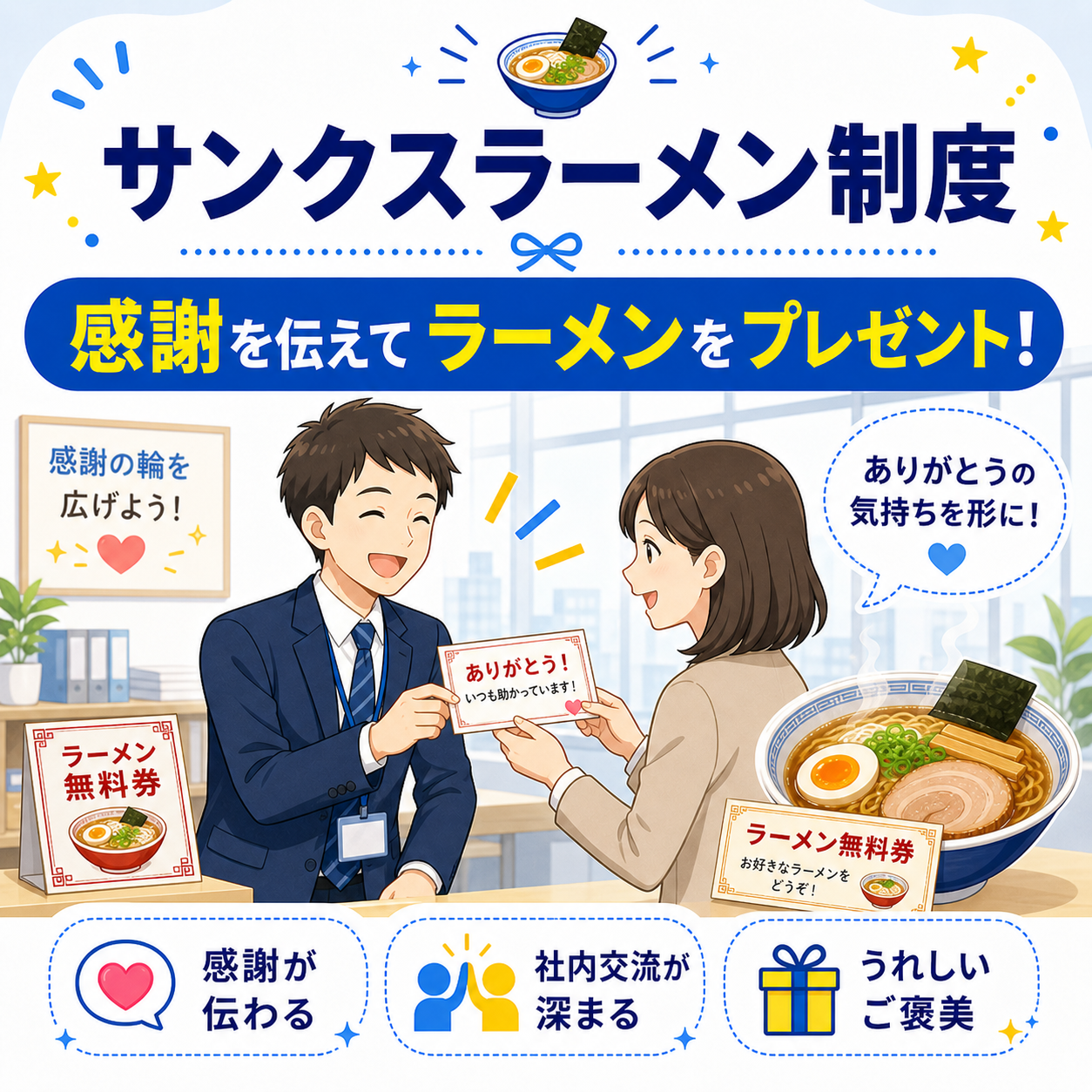 感謝を伝えてラーメンをプレゼントする制度